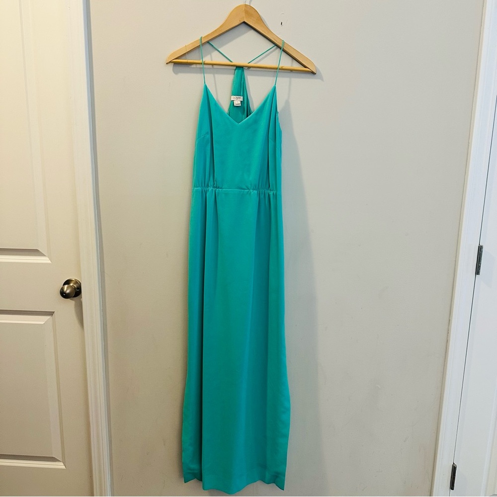 J. Crew Racerback Mint Green Lined Maxi Dress Size 2 Y2K - Picture 2 of 11